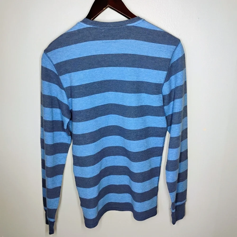 Polo Ralph Lauren Shirt‎ Mens Small Blue Striped Thermal Waffle Knit Pullover